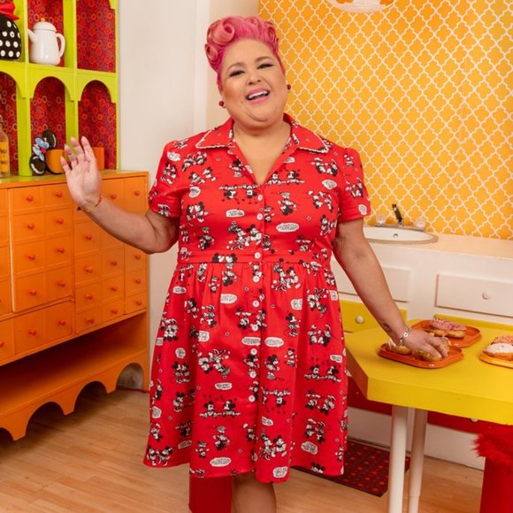 Stitch Shoppe by Loungefly Disney Mickey & Minnie Red Comic Strip Diner Dress - Picture 4 of 8